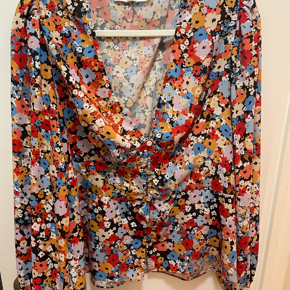 Rebecca Minkoff Red and Orange Floral Blouse